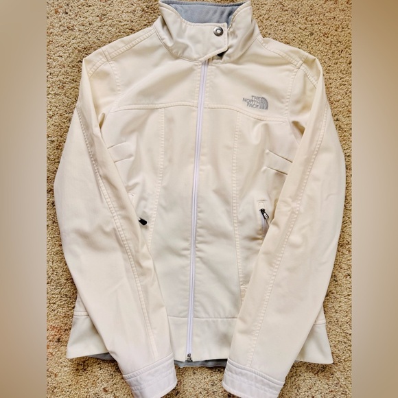 The North Face Soft Shell White Moto Style Jacket Size Small Fleece Lined - Picture 1 of 8
